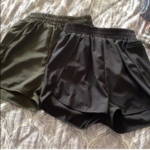 two athletic shorts